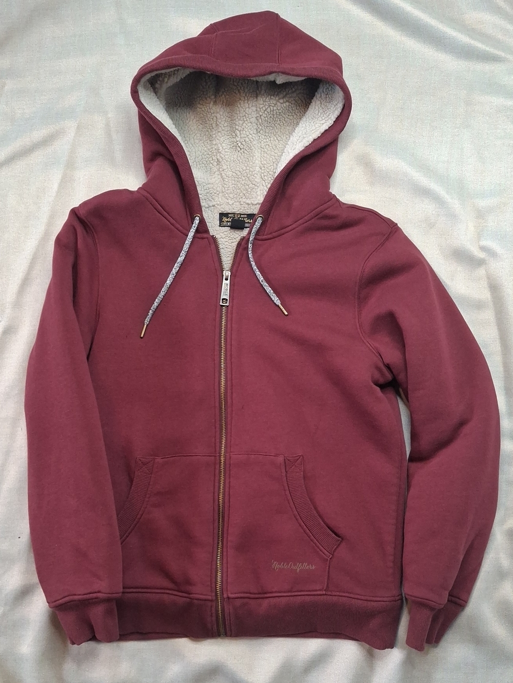 Noble Outfitters Evolution Sherpa Lined Full Zip Hoodie Jacket Burgundy M
